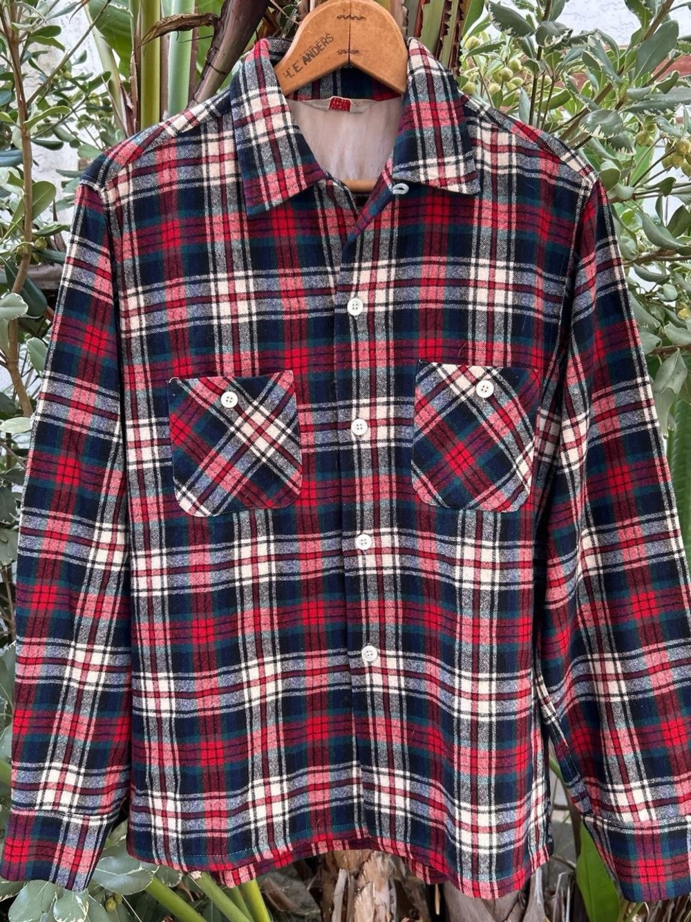 Vintage 1950s CAL Sports Wool Plaid Flannel Shirt Men’s M 15-15½